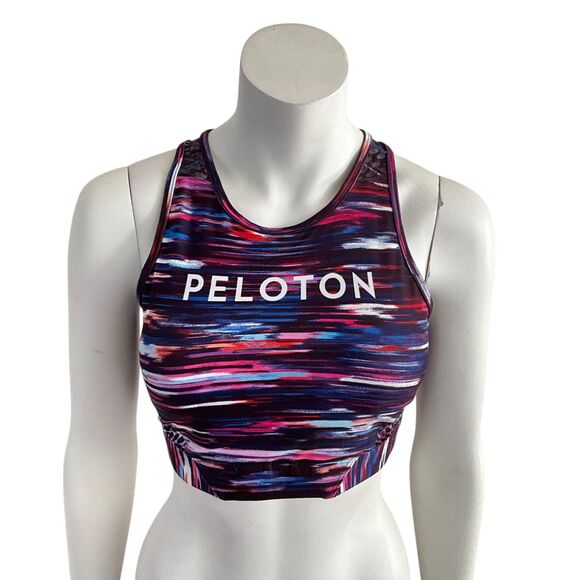 Peloton Sports Bra Printed Melody High Neck Crop Top Breathable M - Picture 2 of 9